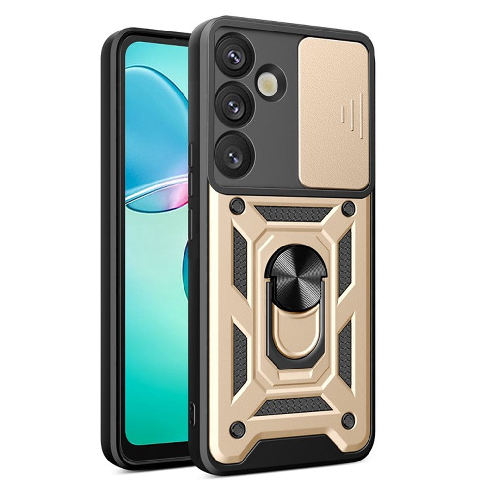 For Samsung Galaxy A57 5G Case with Slide Camera Lid PC + TPU Kickstand Phone Cover