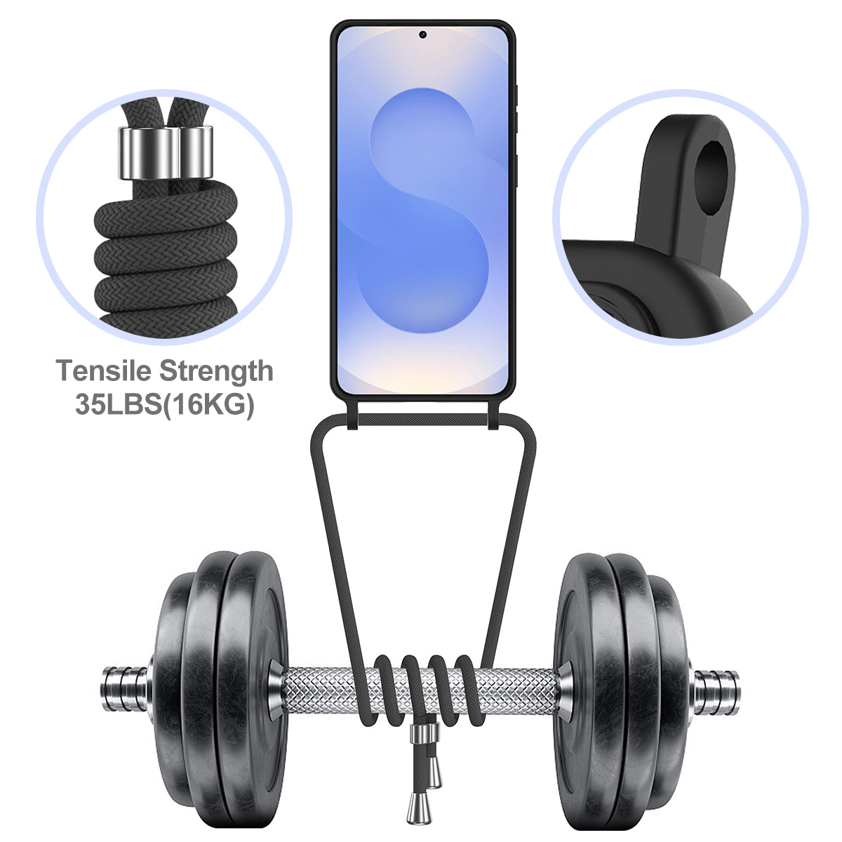 For Samsung Galaxy S26+ Case Liquid Silicone Card Holder Back Phone Cover with Lanyard