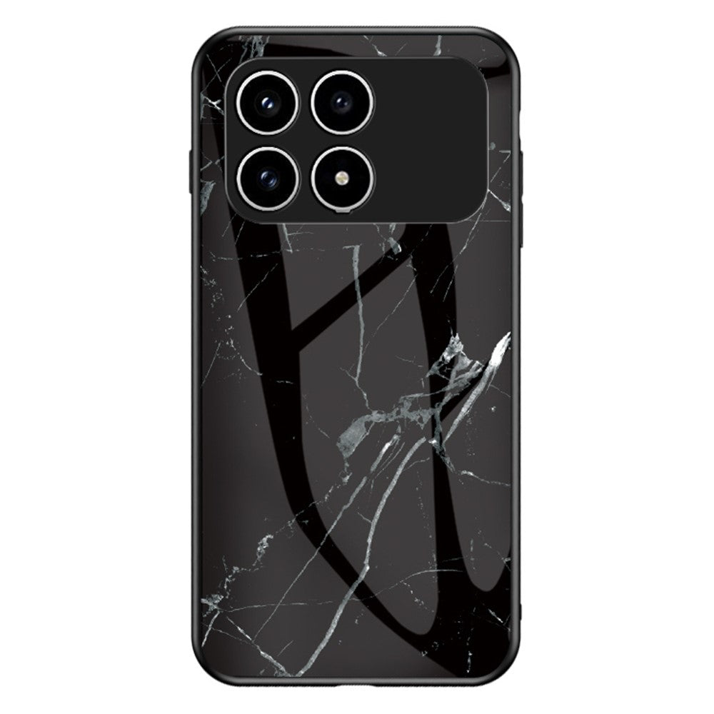 Phone Case For Xiaomi Poco F8 Pro 5G  /  Redmi K90 5G Marble Pattern Tempered Glass + PC + TPU Protective Phone Cover
