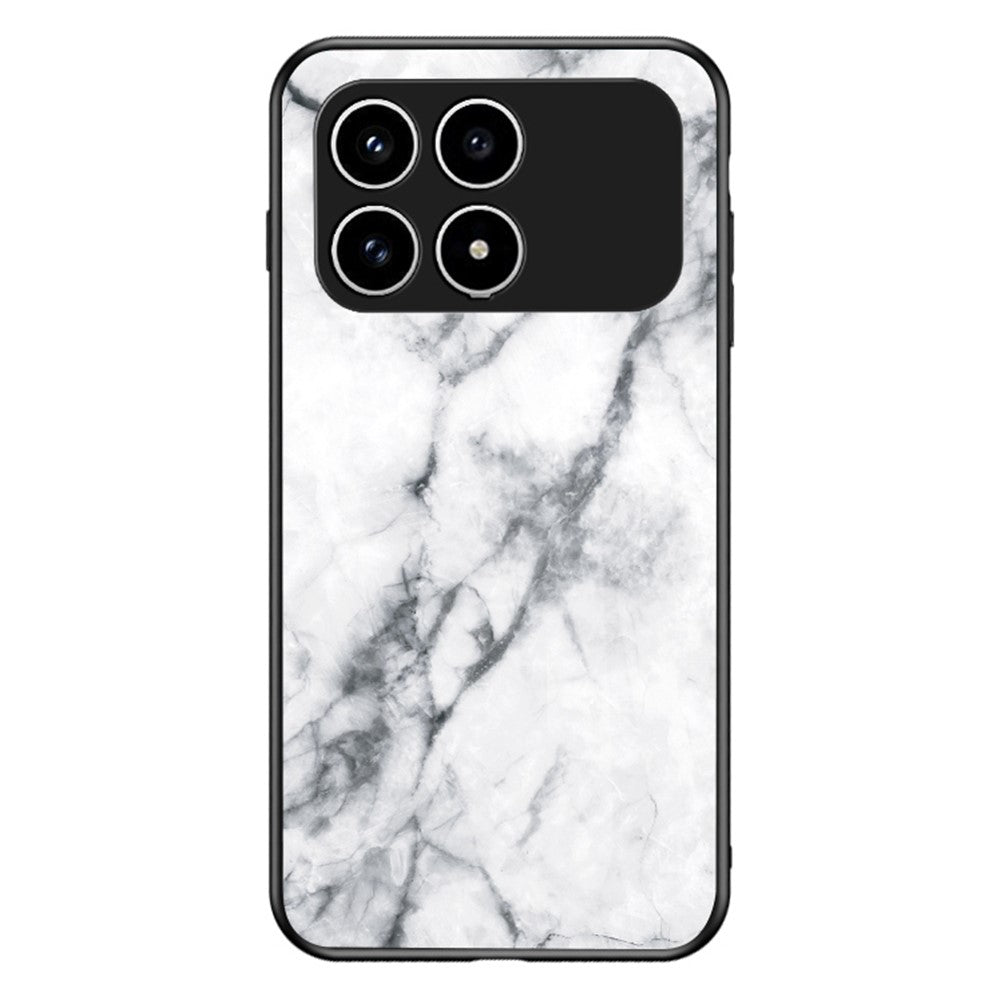 Phone Case For Xiaomi Poco F8 Pro 5G  /  Redmi K90 5G Marble Pattern Tempered Glass + PC + TPU Protective Phone Cover