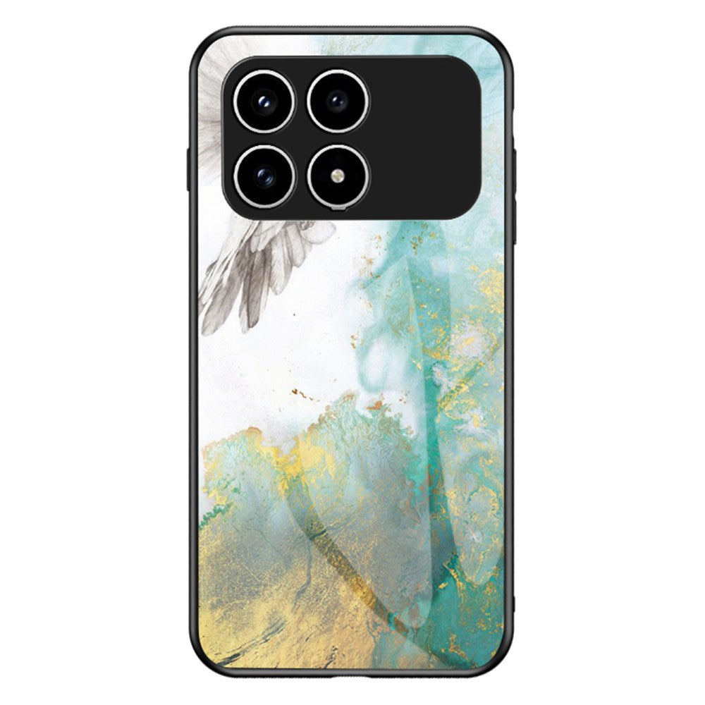 Phone Case For Xiaomi Poco F8 Pro 5G  /  Redmi K90 5G Marble Pattern Tempered Glass + PC + TPU Protective Phone Cover