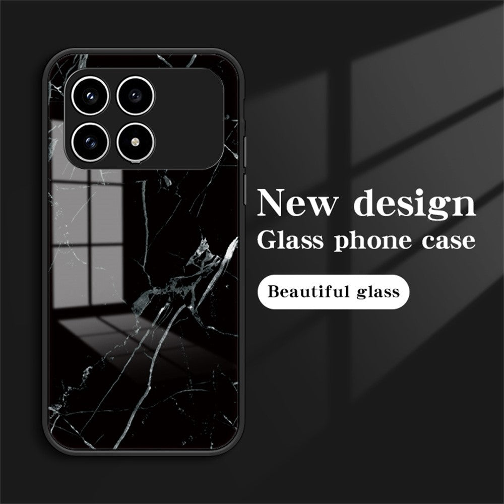 Phone Case For Xiaomi Poco F8 Pro 5G  /  Redmi K90 5G Marble Pattern Tempered Glass + PC + TPU Protective Phone Cover