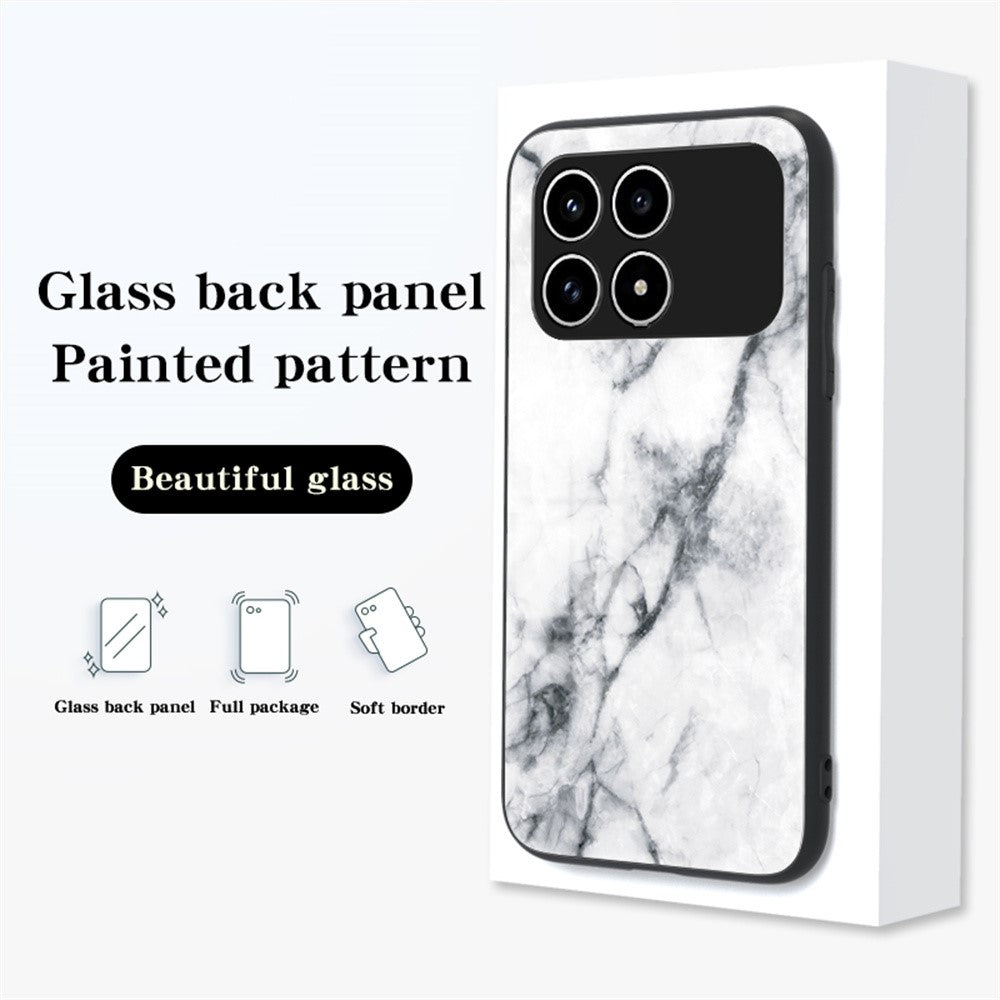 Phone Case For Xiaomi Poco F8 Pro 5G  /  Redmi K90 5G Marble Pattern Tempered Glass + PC + TPU Protective Phone Cover