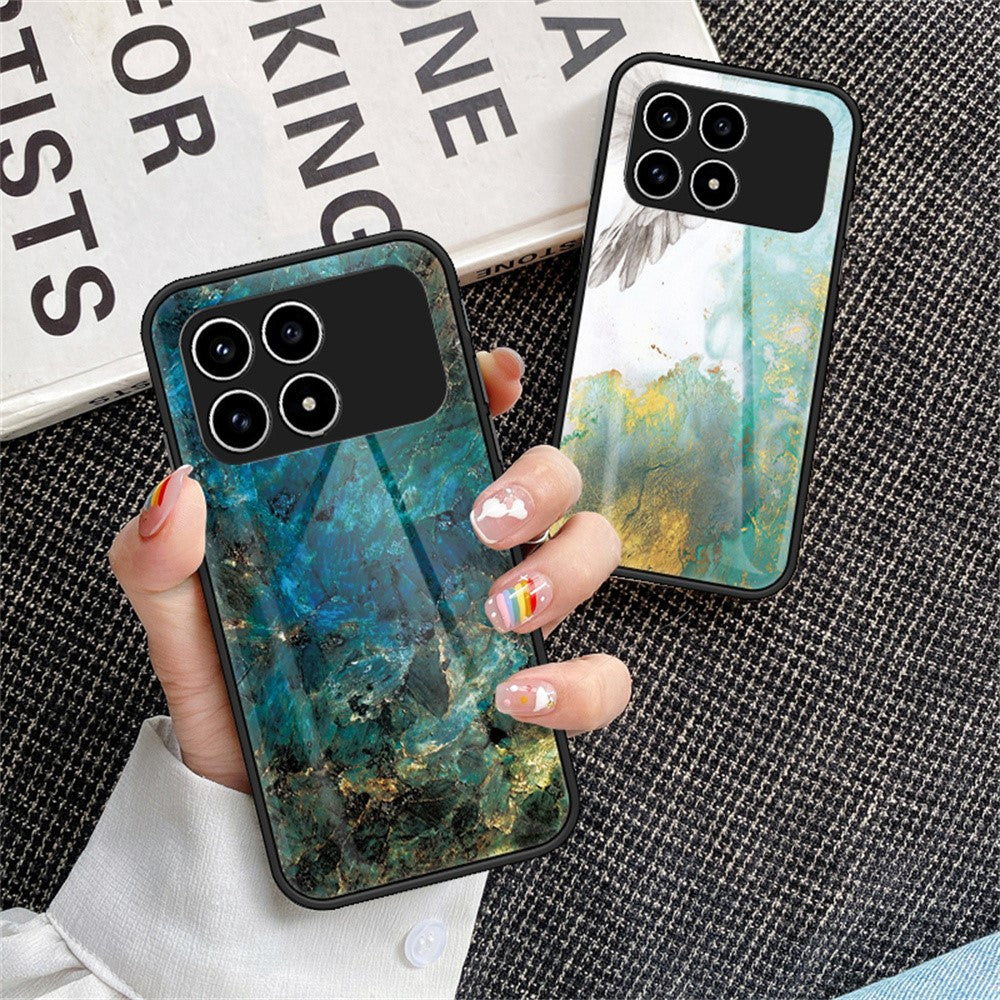 Phone Case For Xiaomi Poco F8 Pro 5G  /  Redmi K90 5G Marble Pattern Tempered Glass + PC + TPU Protective Phone Cover