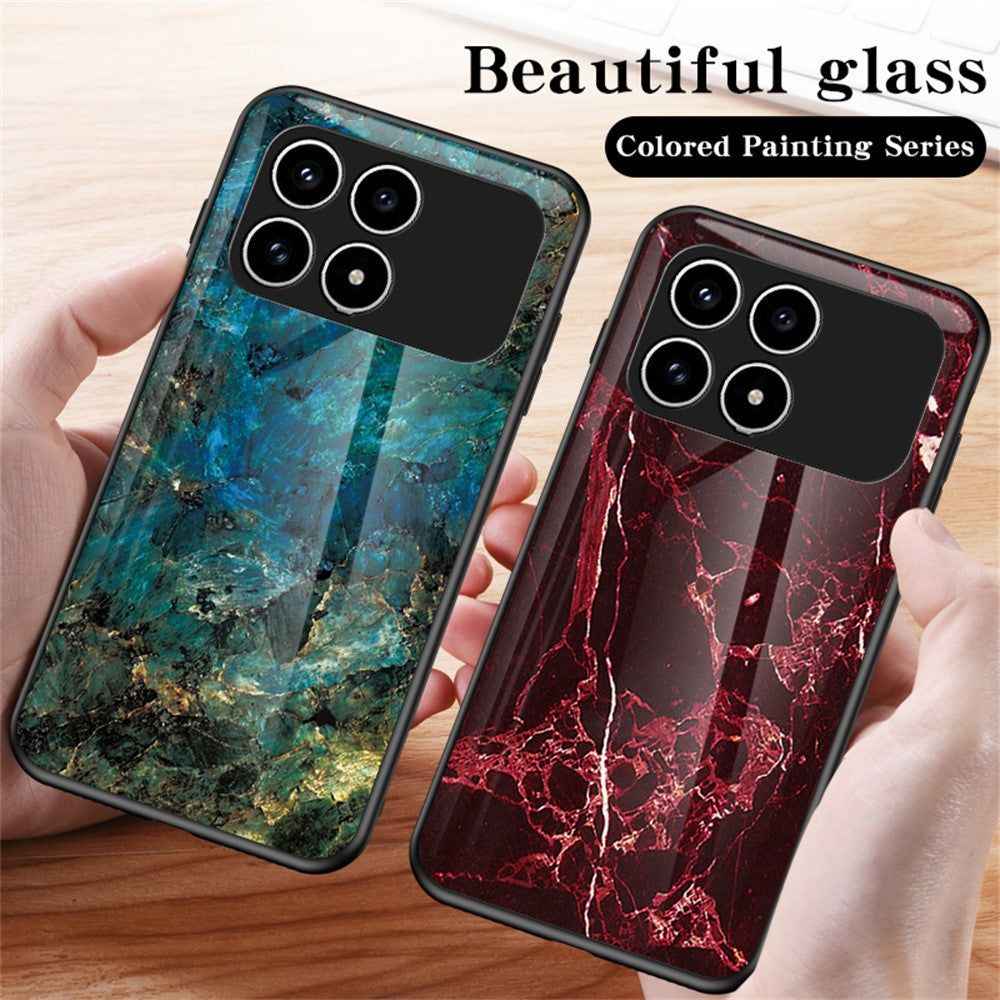 Phone Case For Xiaomi Poco F8 Pro 5G  /  Redmi K90 5G Marble Pattern Tempered Glass + PC + TPU Protective Phone Cover
