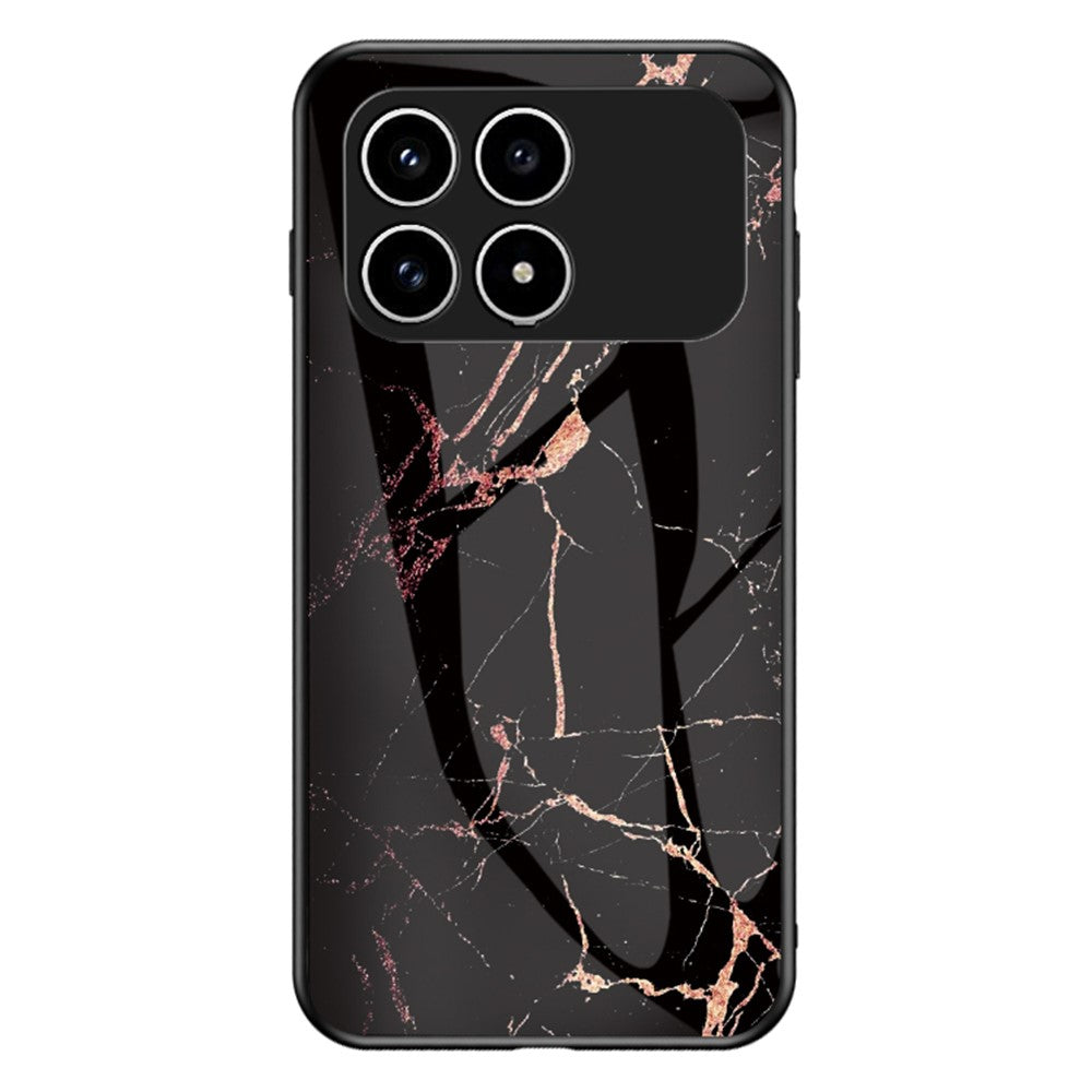 Phone Case For Xiaomi Poco F8 Pro 5G  /  Redmi K90 5G Marble Pattern Tempered Glass + PC + TPU Protective Phone Cover