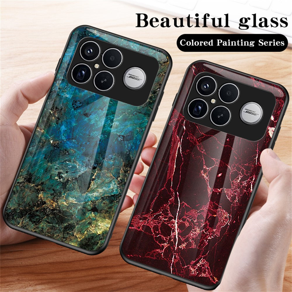 Phone Case For Xiaomi Poco F8 Ultra  /  Redmi K90 Pro Max 5G Marble Pattern Tempered Glass + PC + TPU Protective Phone Cover
