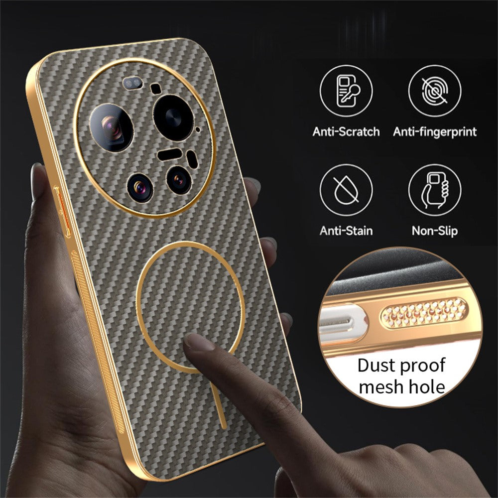 For Xiaomi 17 Ultra 5G Case Carbon Fiber Textured Electroplated TPU Phone Back Cover