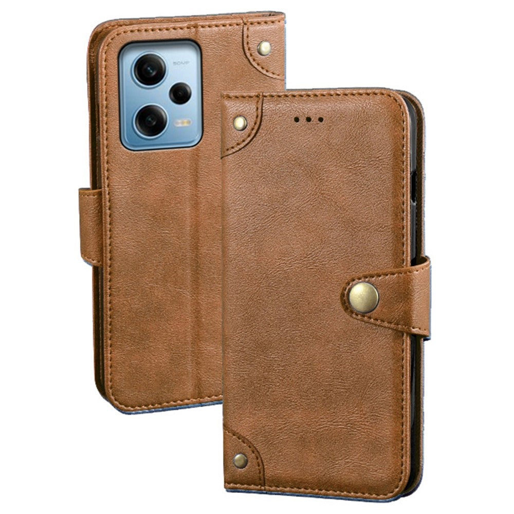 IDEWEI For Xiaomi Redmi Note 12 Pro 5G / Note 12 Pro Speed 5G / Poco X5 Pro 5G Phone Case Shockproof Fine Texture TPU+PU Leather Flip Wallet Cover Stand