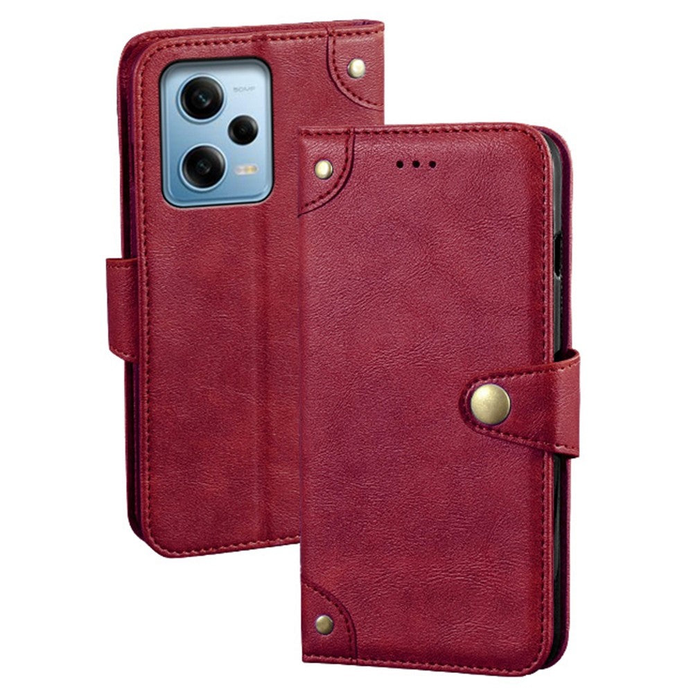IDEWEI For Xiaomi Redmi Note 12 Pro 5G / Note 12 Pro Speed 5G / Poco X5 Pro 5G Phone Case Shockproof Fine Texture TPU+PU Leather Flip Wallet Cover Stand