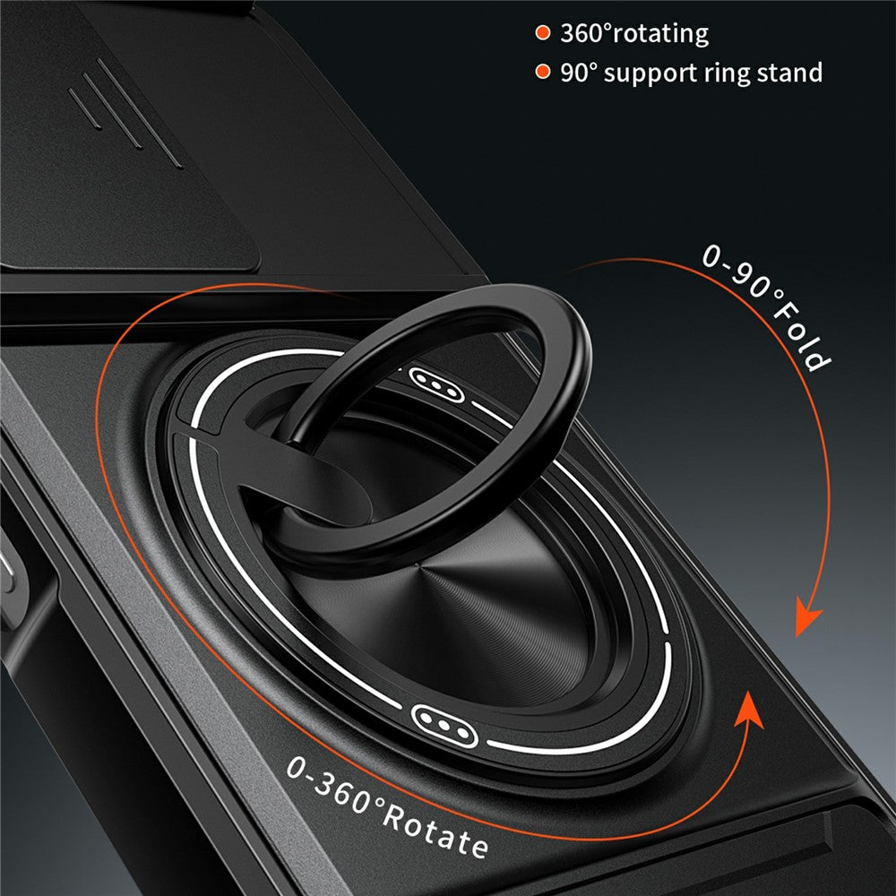 Magnetic Case For Honor X6c 4G  /  X5b  /  X5b Plus Ring Holder Foldable Kickstand TPU PC Phone Cover with Camera Lens Slider