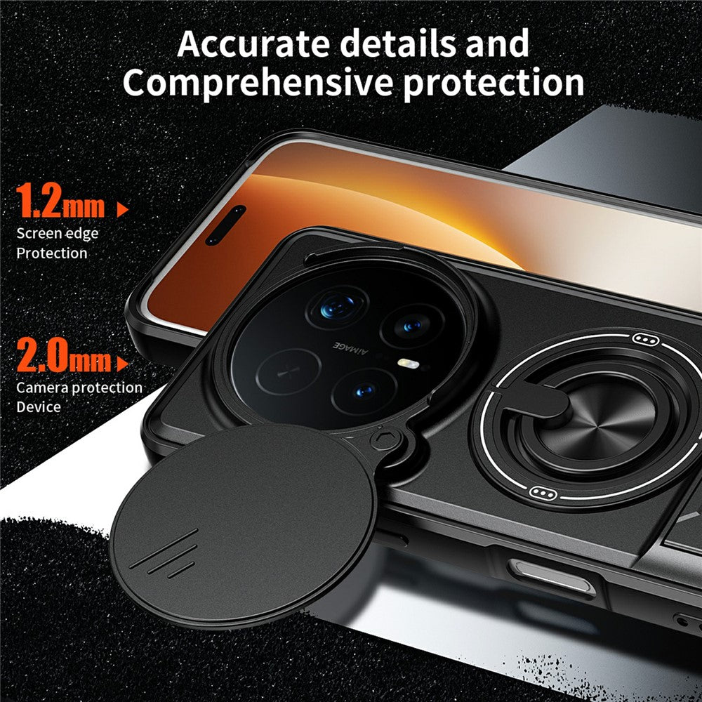 For Honor Magic8 Pro 5G Magnetic Case Ring Holder Foldable Kickstand TPU PC Phone Cover with Camera Lens Slider