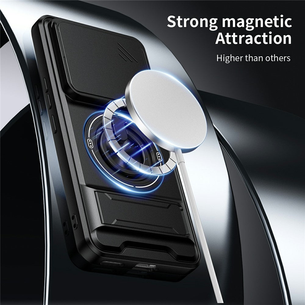 For Honor 400 Pro 5G (Global) Magnetic Case Ring Holder Foldable Kickstand TPU PC Phone Cover with Camera Lens Slider