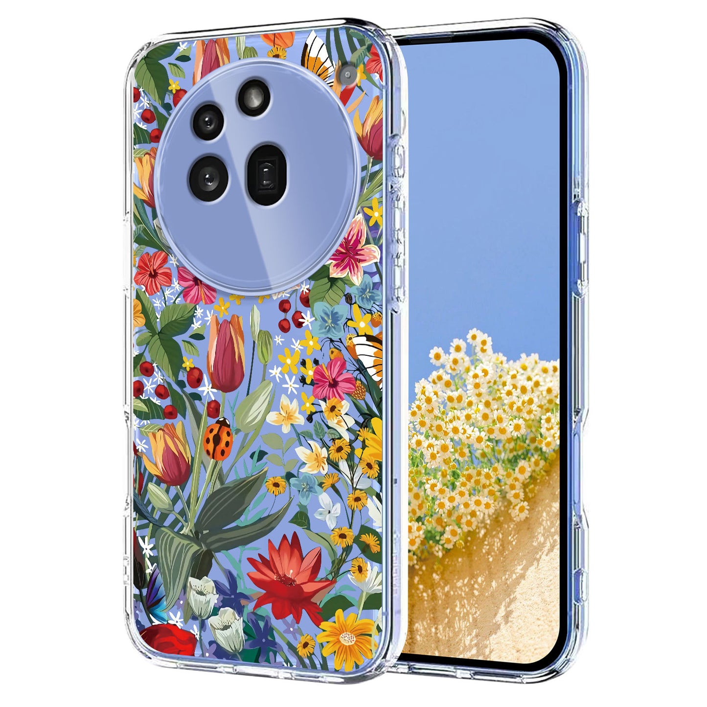For Nothing Phone (3a) Pro Case Butterfly Floral Pattern Printing TPU Phone Back Cover