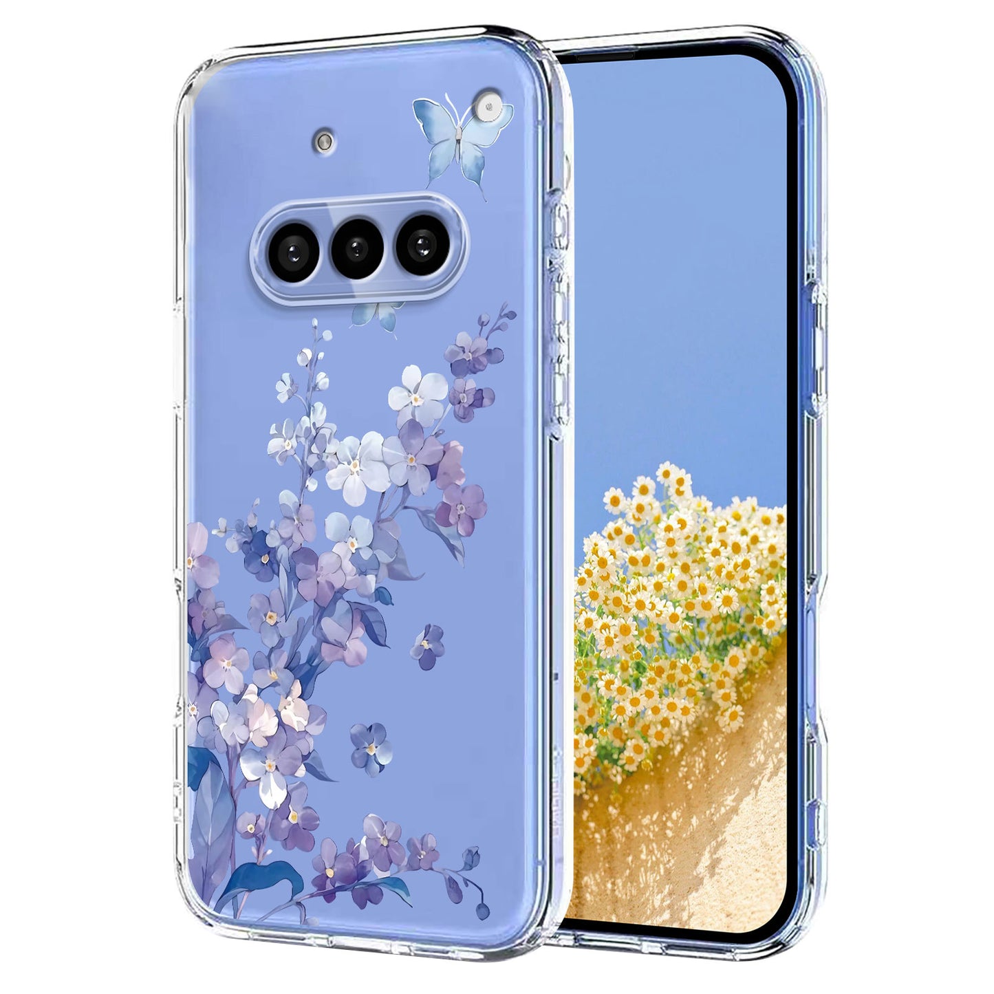 For Nothing Phone (3a) Case Butterfly Floral Pattern Printing TPU Phone Back Cover