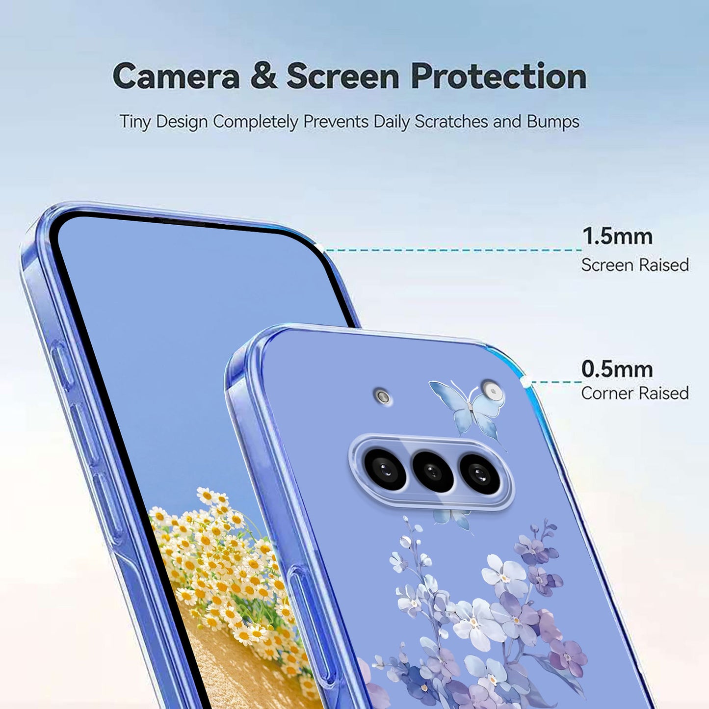 For Nothing Phone (3a) Case Butterfly Floral Pattern Printing TPU Phone Back Cover