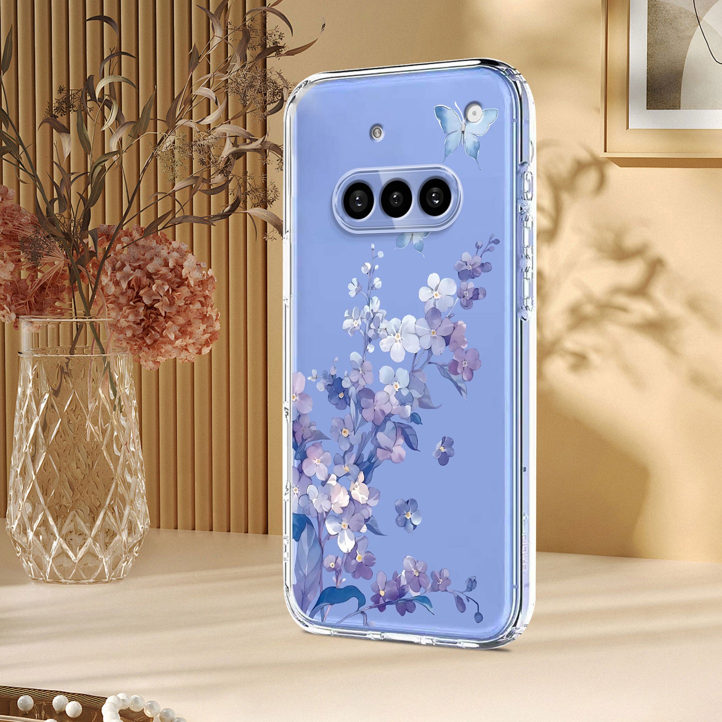 For Nothing Phone (3a) Case Butterfly Floral Pattern Printing TPU Phone Back Cover