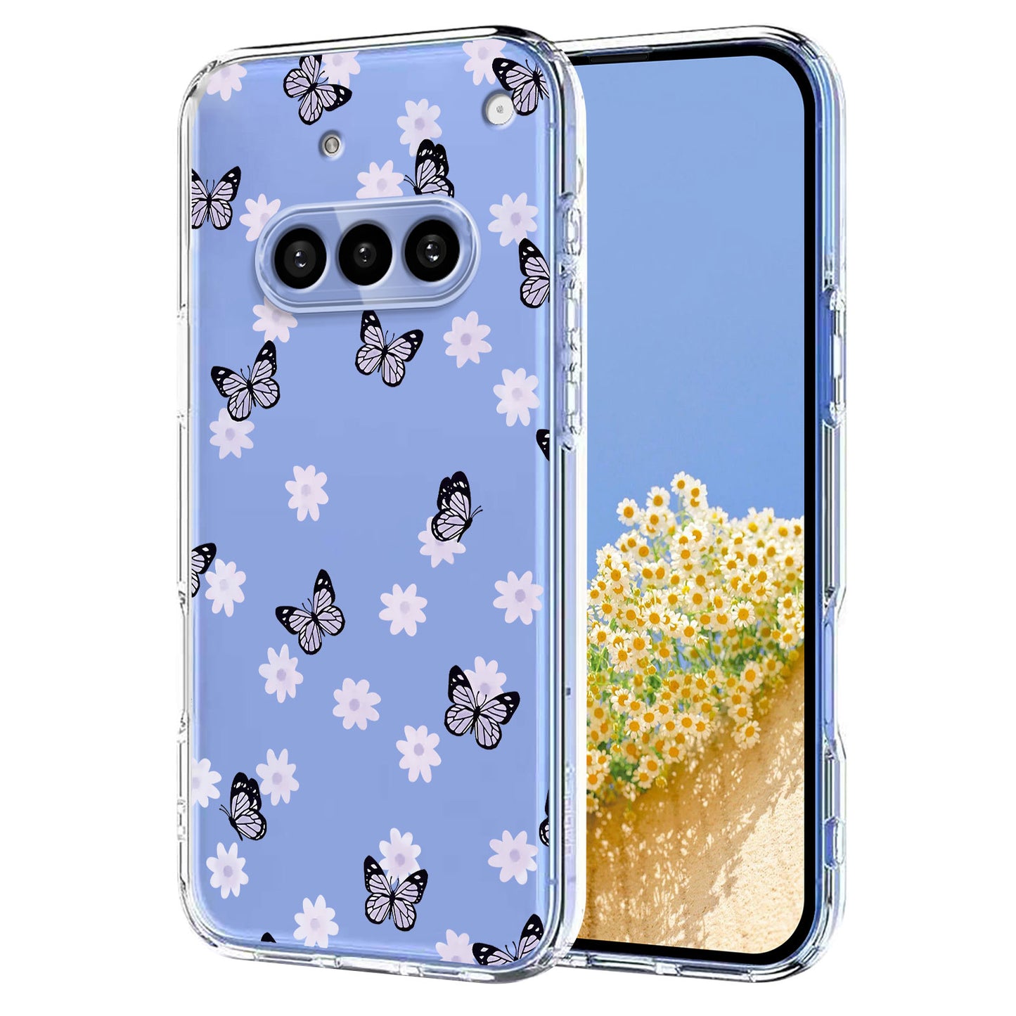 For Nothing Phone (3a) Case Butterfly Floral Pattern Printing TPU Phone Back Cover