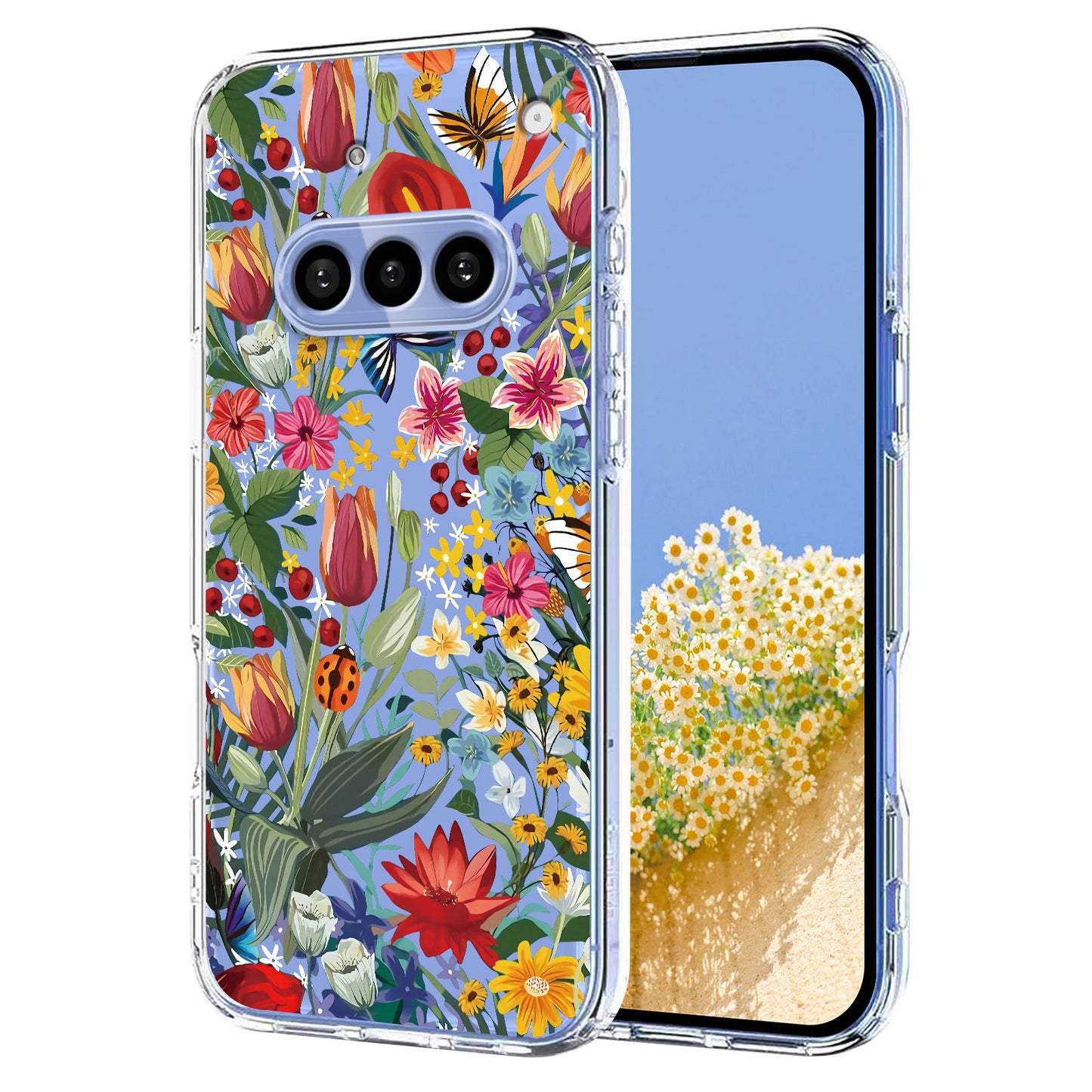 For Nothing Phone (3a) Case Butterfly Floral Pattern Printing TPU Phone Back Cover