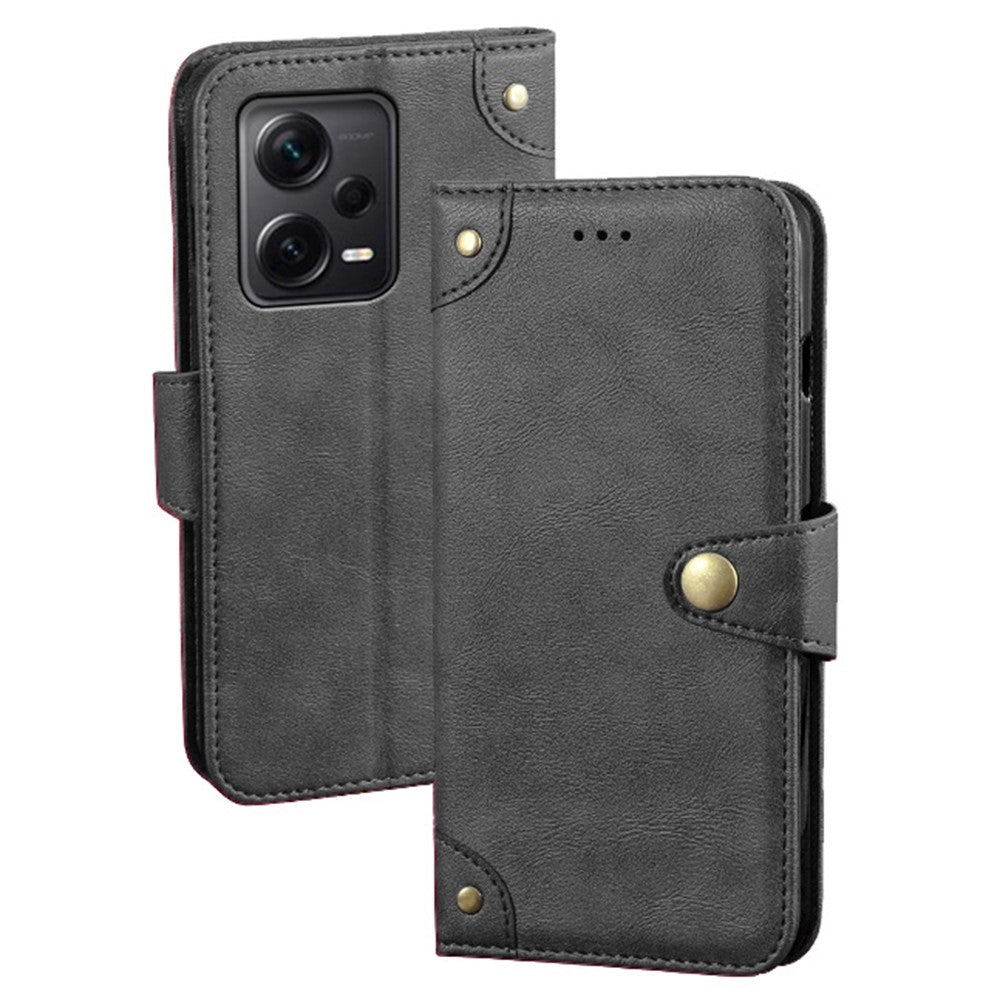 IDEWEI For Xiaomi Redmi Note 12 Pro+ 5G Drop-proof Phone Case Fine Texture TPU+PU Leather Flip Wallet Cover Stand
