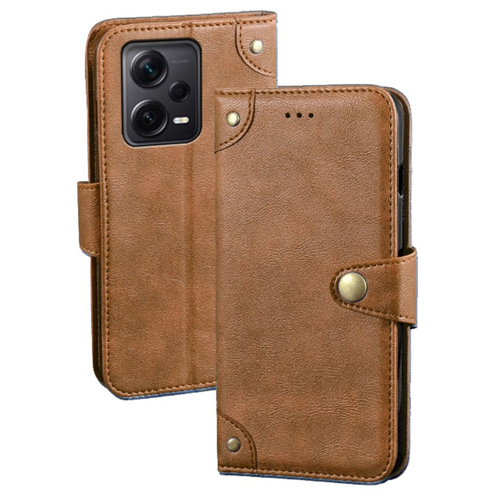 IDEWEI For Xiaomi Redmi Note 12 Pro+ 5G Drop-proof Phone Case Fine Texture TPU+PU Leather Flip Wallet Cover Stand