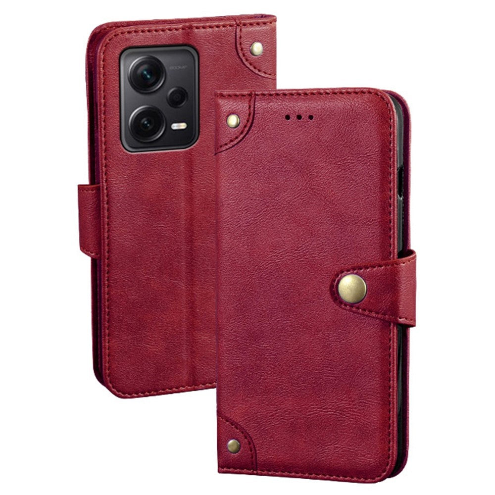 IDEWEI For Xiaomi Redmi Note 12 Pro+ 5G Drop-proof Phone Case Fine Texture TPU+PU Leather Flip Wallet Cover Stand
