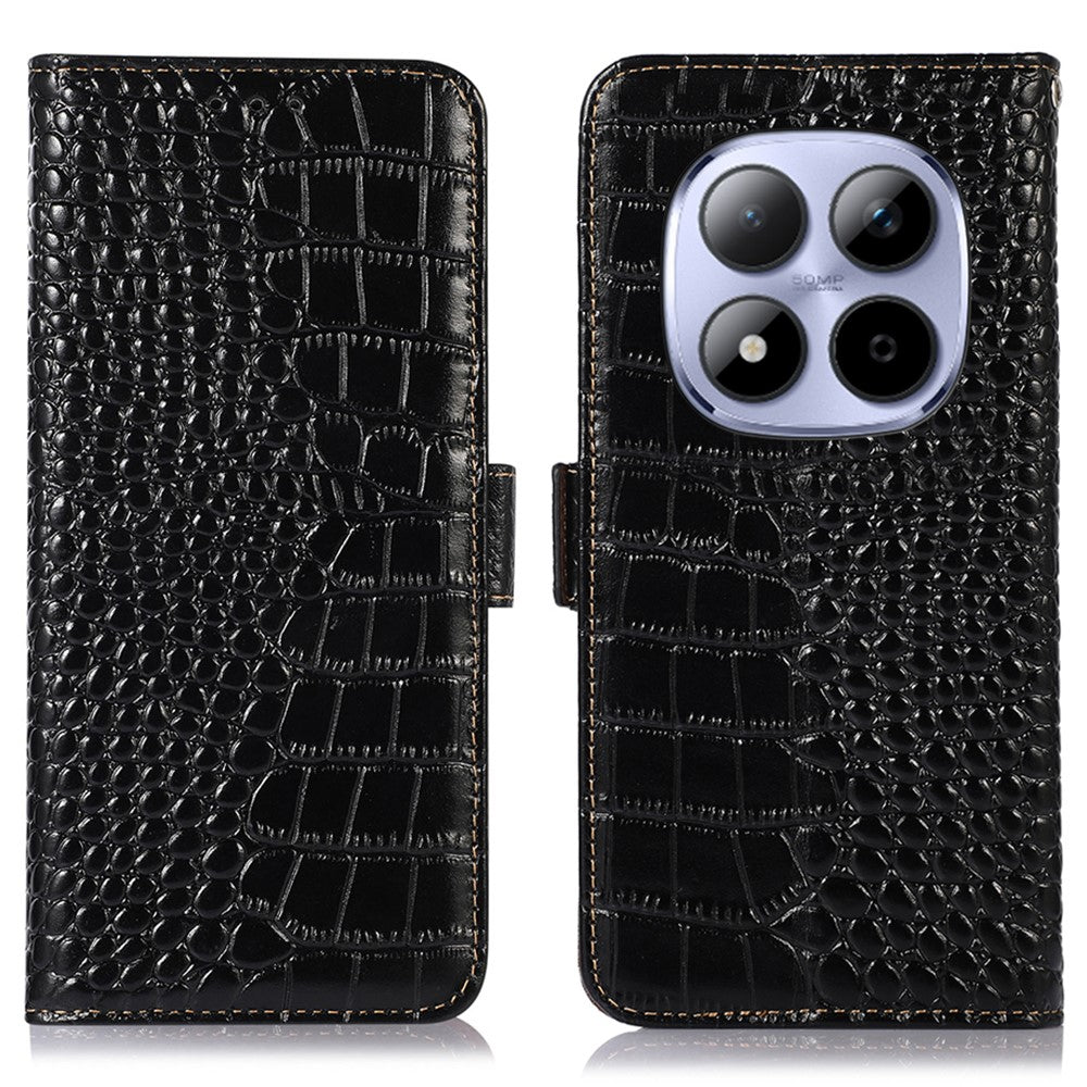 For Xiaomi Redmi Note 15 Pro 4G (Global) Case RFID Blocking Wallet Crocodile Texture Genuine Cow Leather Phone Cover