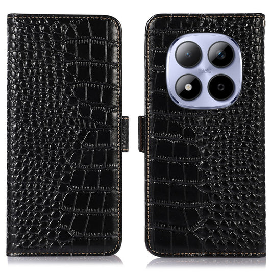 For Xiaomi Redmi Note 15 Pro 4G (Global) Case RFID Blocking Wallet Crocodile Texture Genuine Cow Leather Phone Cover