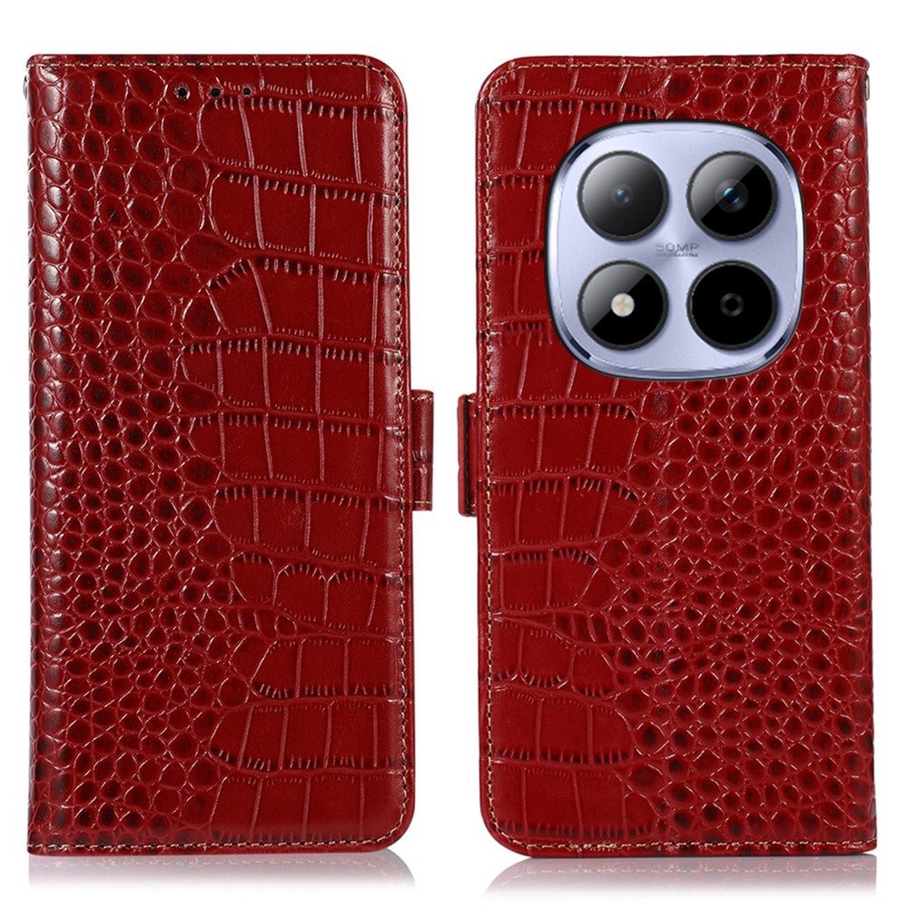 For Xiaomi Redmi Note 15 Pro 4G (Global) Case RFID Blocking Wallet Crocodile Texture Genuine Cow Leather Phone Cover