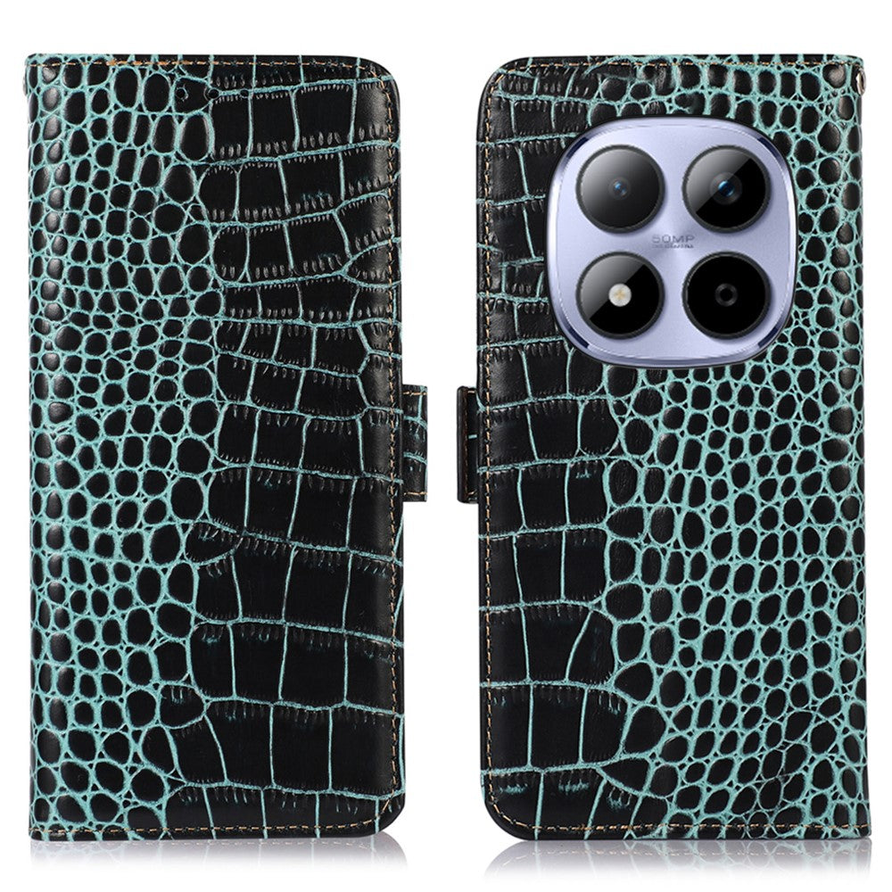 For Xiaomi Redmi Note 15 Pro 4G (Global) Case RFID Blocking Wallet Crocodile Texture Genuine Cow Leather Phone Cover