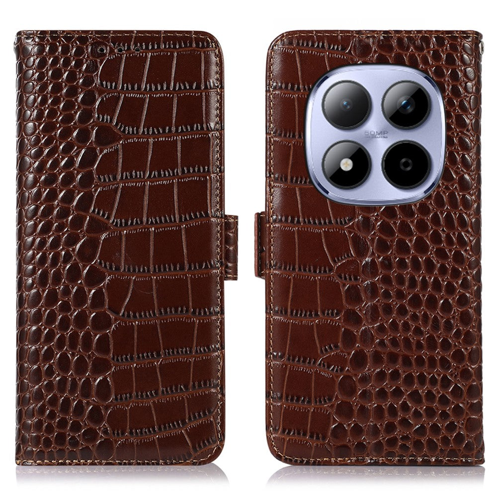 For Xiaomi Redmi Note 15 Pro 4G (Global) Case RFID Blocking Wallet Crocodile Texture Genuine Cow Leather Phone Cover