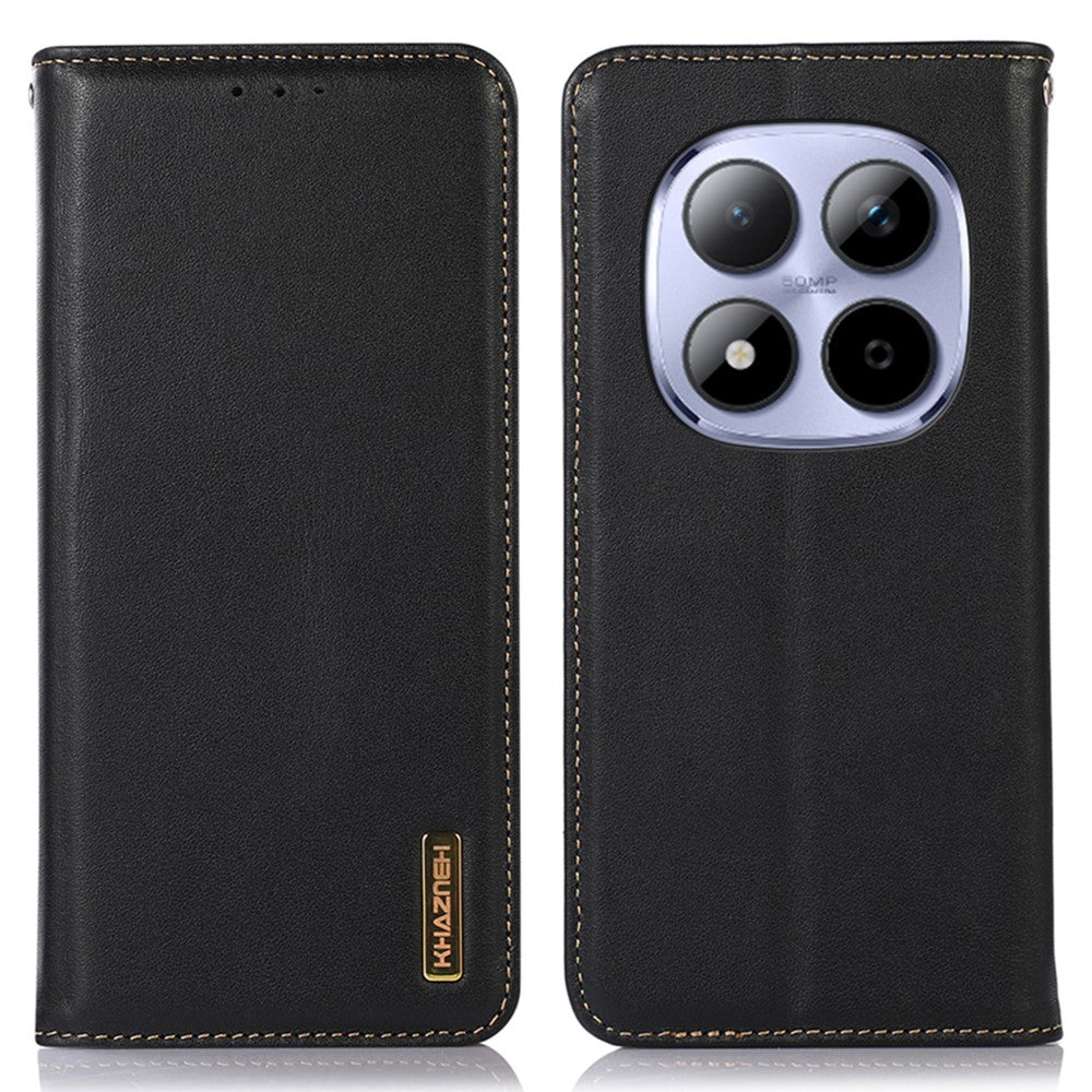 KHAZNEH For Xiaomi Redmi Note 15 Pro 4G (Global) Case Wallet Genuine Cow Leather Phone Cover Nappa Texture