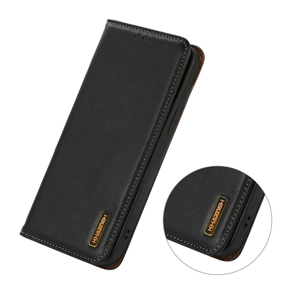 KHAZNEH For Xiaomi Redmi Note 15 Pro 4G (Global) Case Wallet Genuine Cow Leather Phone Cover Nappa Texture