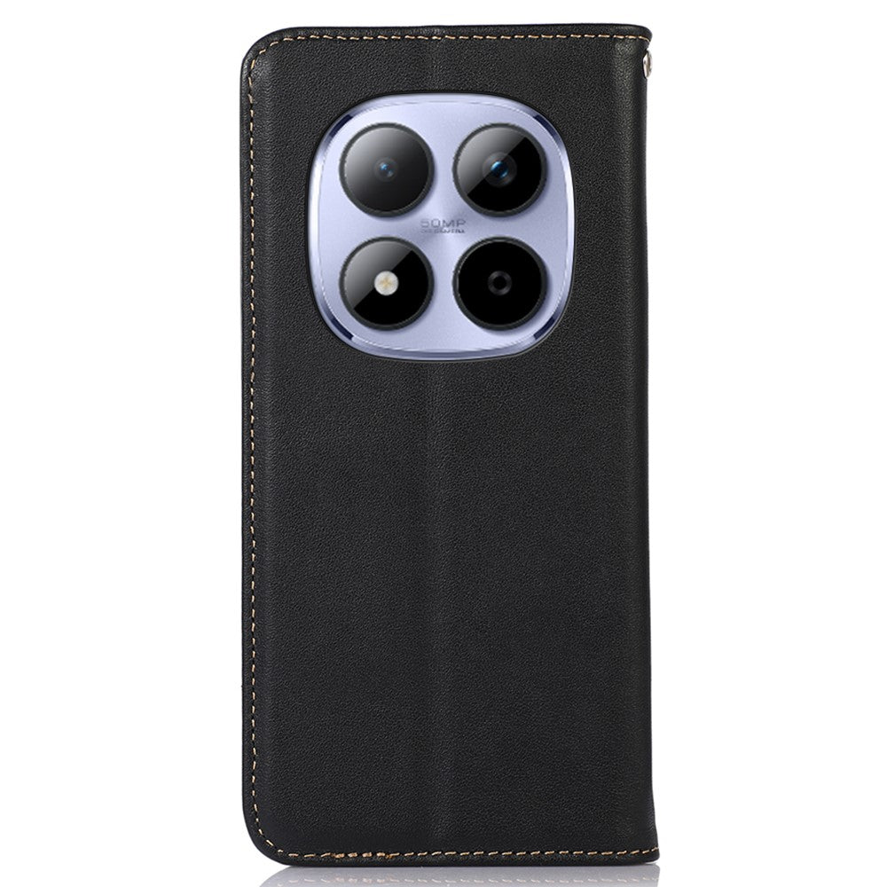 KHAZNEH For Xiaomi Redmi Note 15 Pro 4G (Global) Case Wallet Genuine Cow Leather Phone Cover Nappa Texture