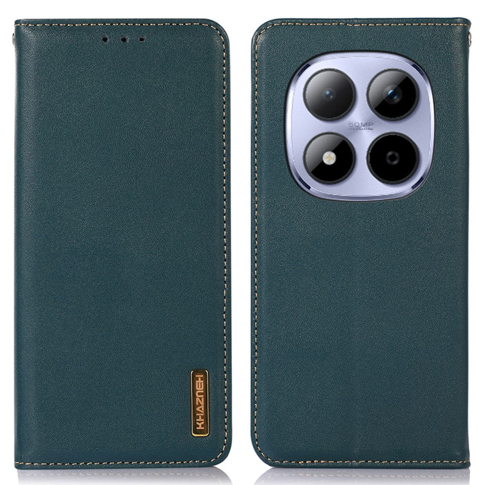 KHAZNEH For Xiaomi Redmi Note 15 Pro 4G (Global) Case Wallet Genuine Cow Leather Phone Cover Nappa Texture