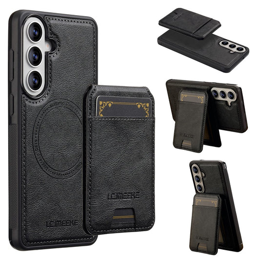 Galaxy S26 Handyhülle – LC.IMEEKE L3 Magnetische , abnehmbarer Kartenhalter, Leder-TPU