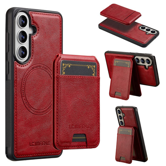 Galaxy S26+ Handyhülle – LC.IMEEKE L3 Magnetische , abnehmbarer Kartenhalter, Leder-TPU