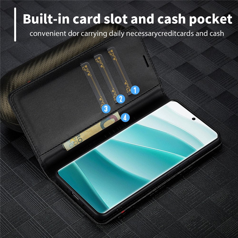 LC.IMEEKE Wallet Case for Xiaomi Poco M8 5G / Redmi Note 15 5G (Global) / 15 4G (Global) Carbon Fiber Texture Leather Phone Cover