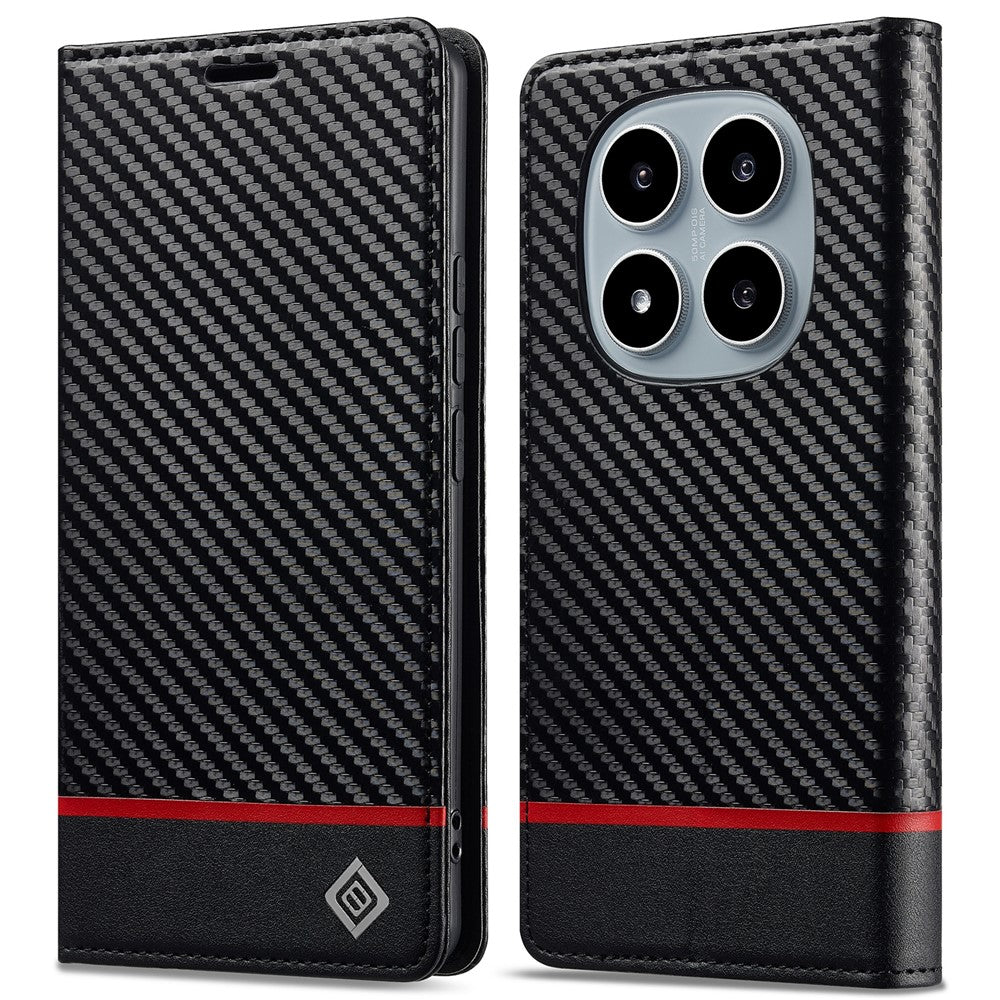 LC.IMEEKE For Xiaomi Poco M8 Pro 5G / Redmi Note 15 Pro+ 5G (Global) Wallet Case Carbon Fiber Texture Leather Phone Cover