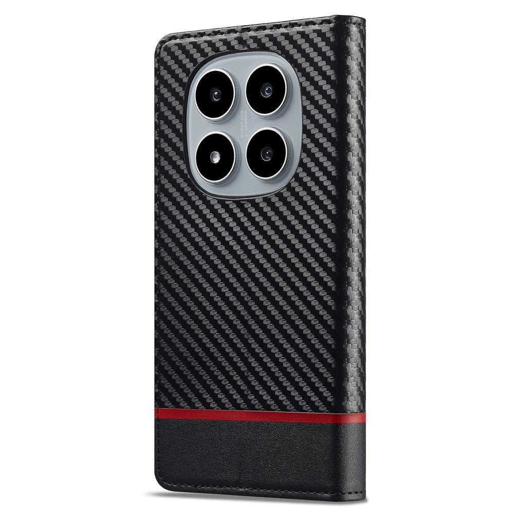 LC.IMEEKE For Xiaomi Poco M8 Pro 5G / Redmi Note 15 Pro+ 5G (Global) Wallet Case Carbon Fiber Texture Leather Phone Cover
