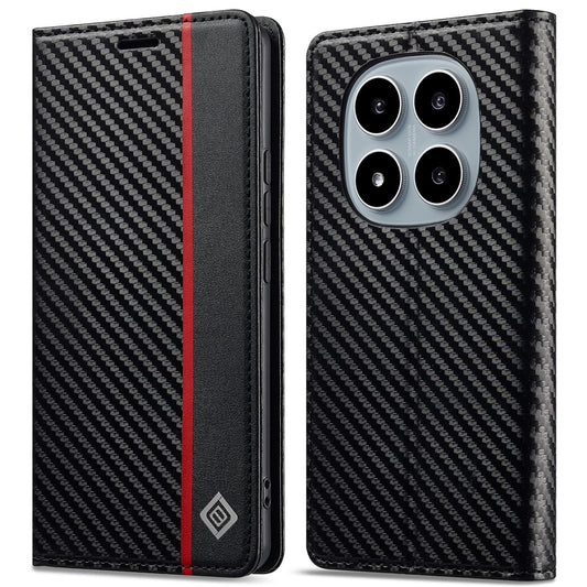 Xiaomi Redmi Note 15 Pro+ 5G (Global) / Xiaomi Poco M8 Pro 5G Handyhülle – LC.IMEEKE Redmi Note 15 Pro+ 5G (Global) Brieftaschen- aus Leder mit Karbonfaser-Textur