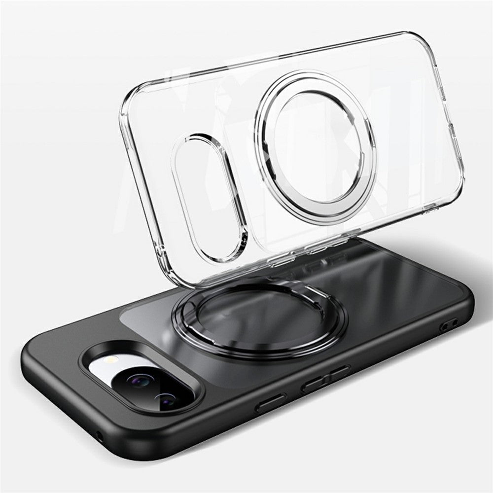 For Google Pixel 10a Magnetic Case TPU + Acrylic + Metal Kickstand Matte Phone Cover