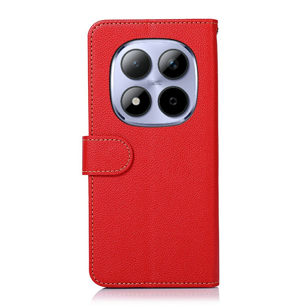 KHAZNEH For Xiaomi Redmi Note 15 Pro 4G (Global) Case RFID Blocking Wallet Litchi Texture PU Leather Phone Cover with Strap