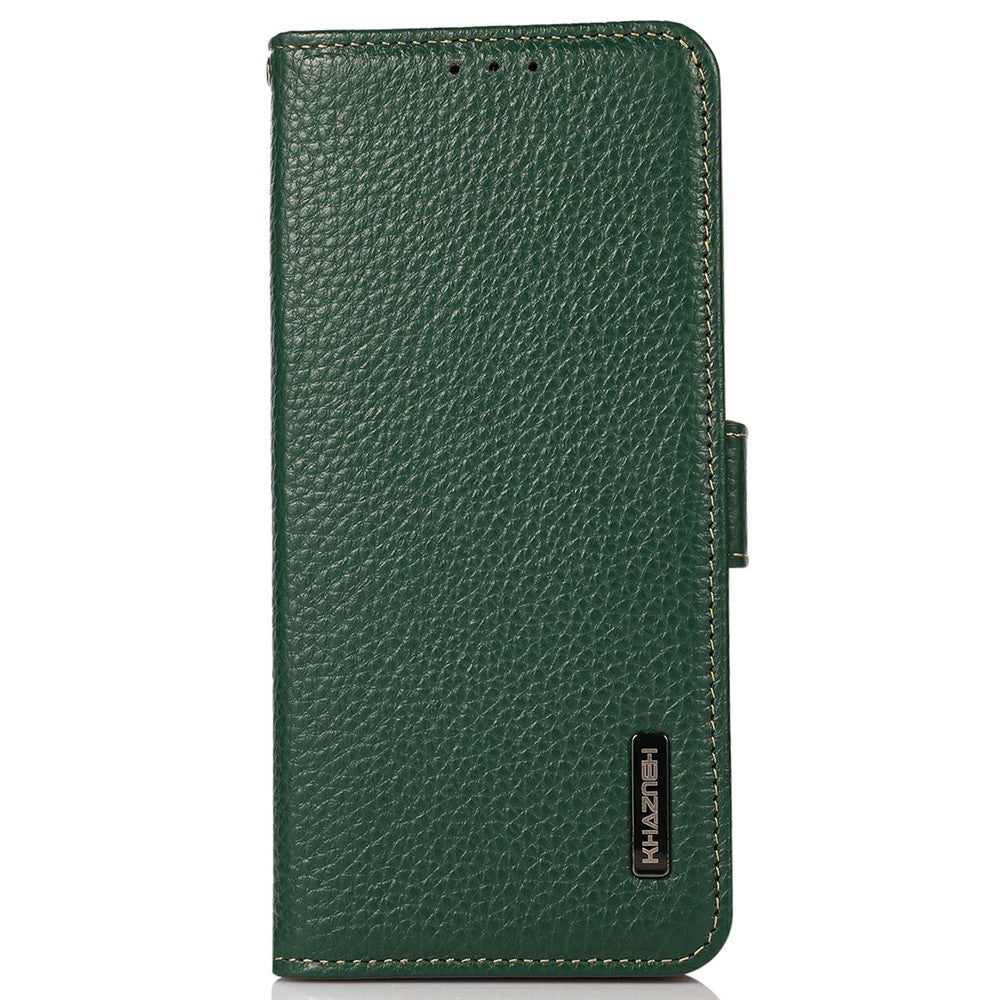 KHAZNEH for Xiaomi Redmi Note 15 Pro 4G (Global) Phone Case Litchi Texture Genuine Cow Leather Cover RFID Blocking