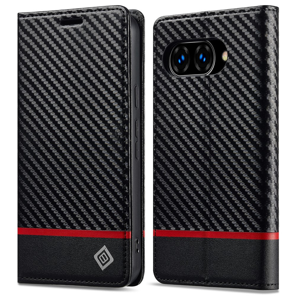 LC.IMEEKE For Google Pixel 10a Case Carbon Fiber Texture Leather Wallet Phone Cover