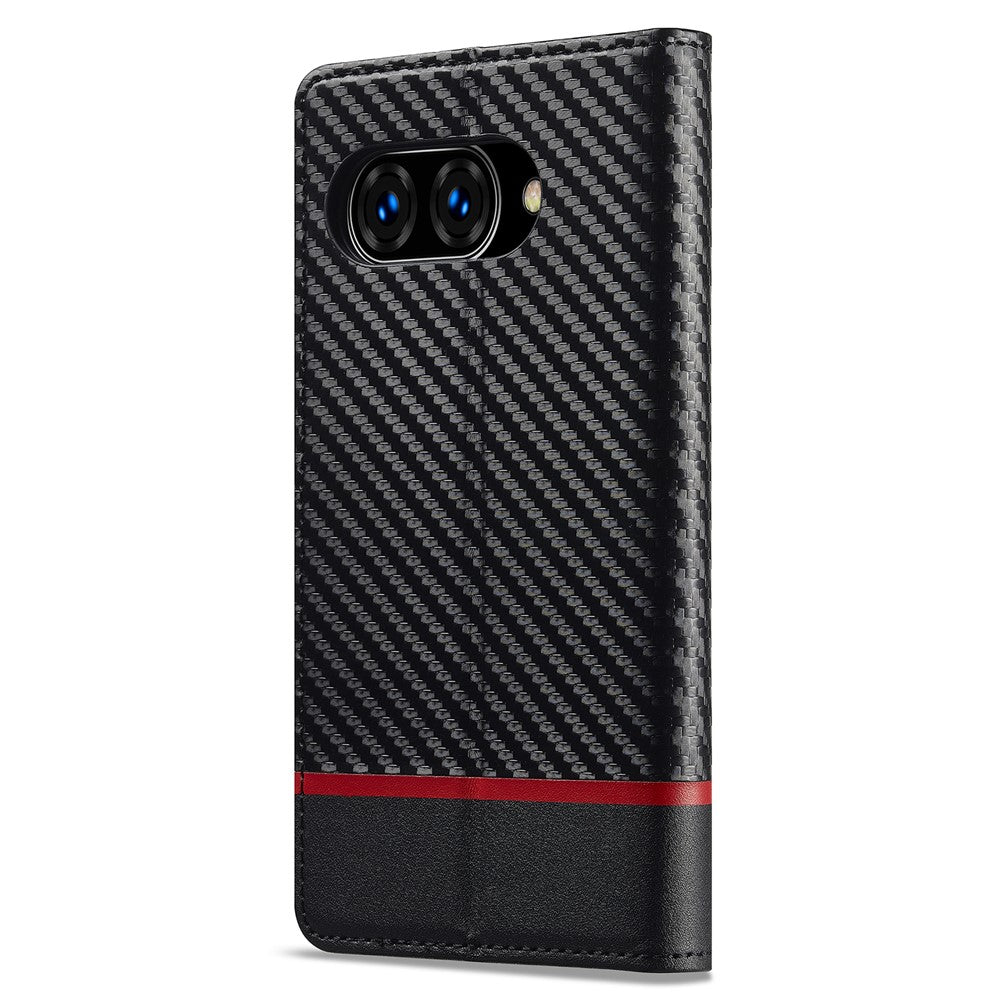 LC.IMEEKE For Google Pixel 10a Case Carbon Fiber Texture Leather Wallet Phone Cover