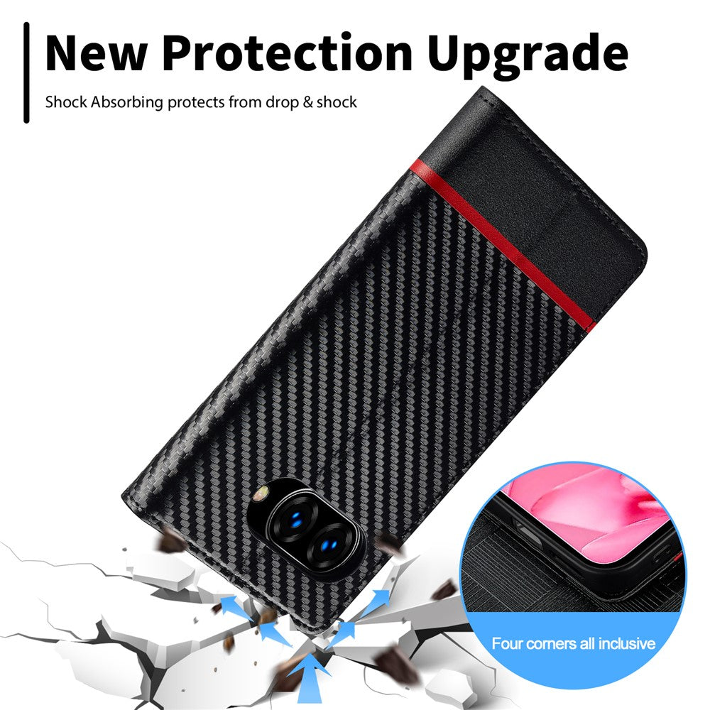 LC.IMEEKE For Google Pixel 10a Case Carbon Fiber Texture Leather Wallet Phone Cover