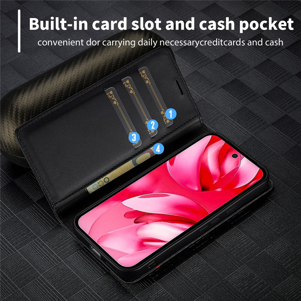 LC.IMEEKE For Google Pixel 10a Case Carbon Fiber Texture Leather Wallet Phone Cover