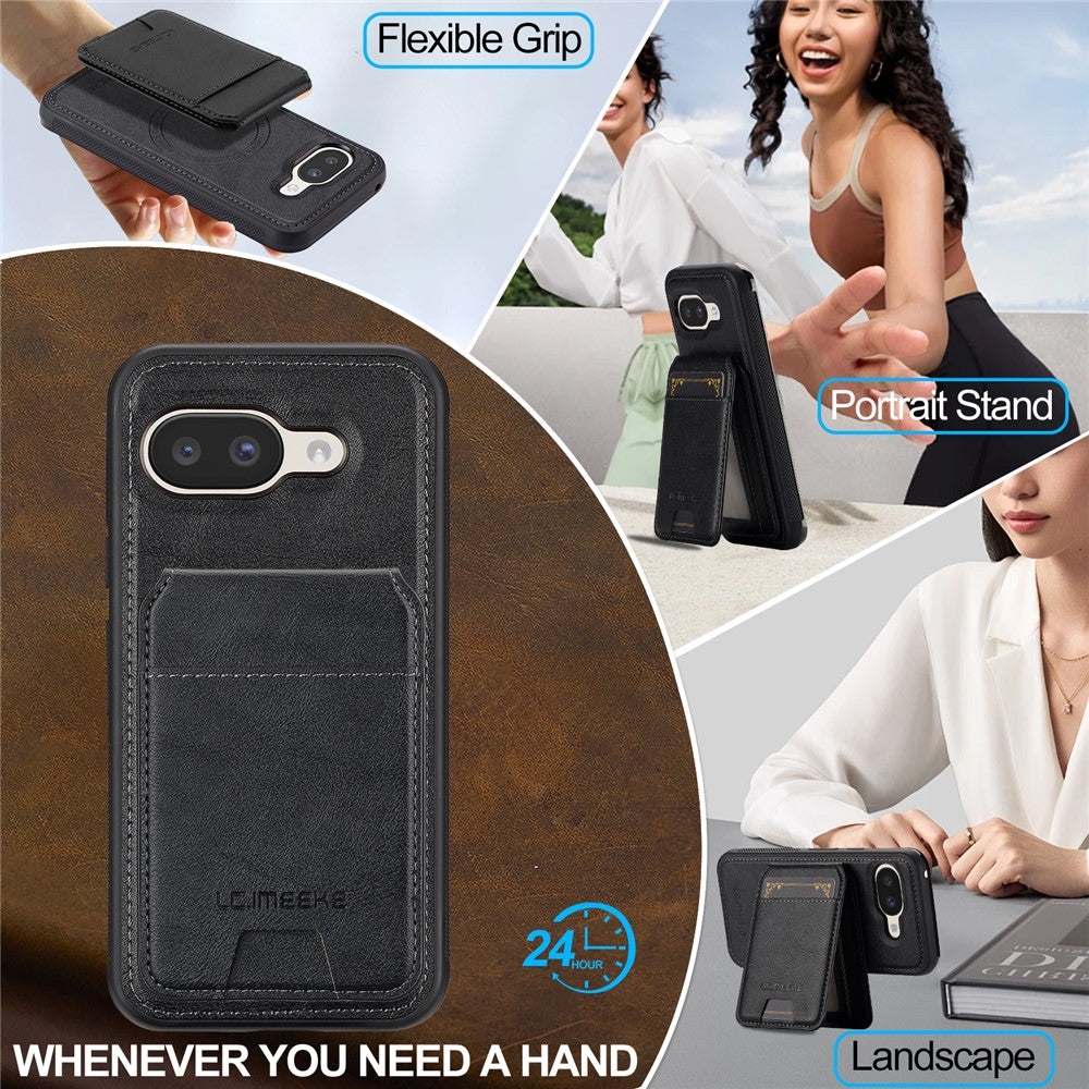 LC.IMEEKE L3 For Google Pixel 10a Magnetic Case Detachable Card Holder Leather TPU Mobile Cover