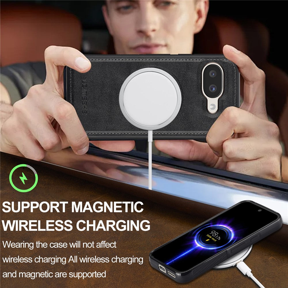 LC.IMEEKE L3 For Google Pixel 10a Magnetic Case Detachable Card Holder Leather TPU Mobile Cover